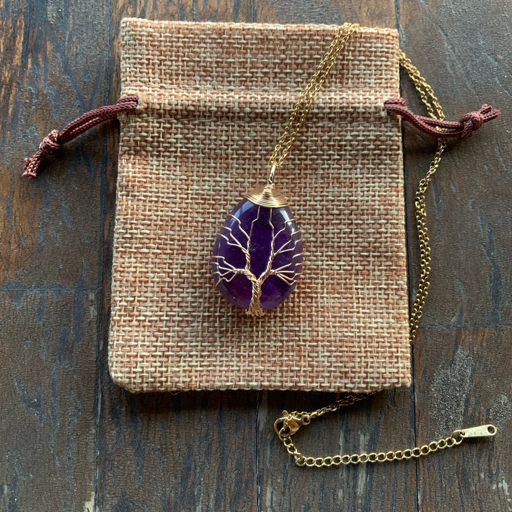 Brand New Amethyst Necklace Amethyst Pendant Genuine Amethyst Necklace